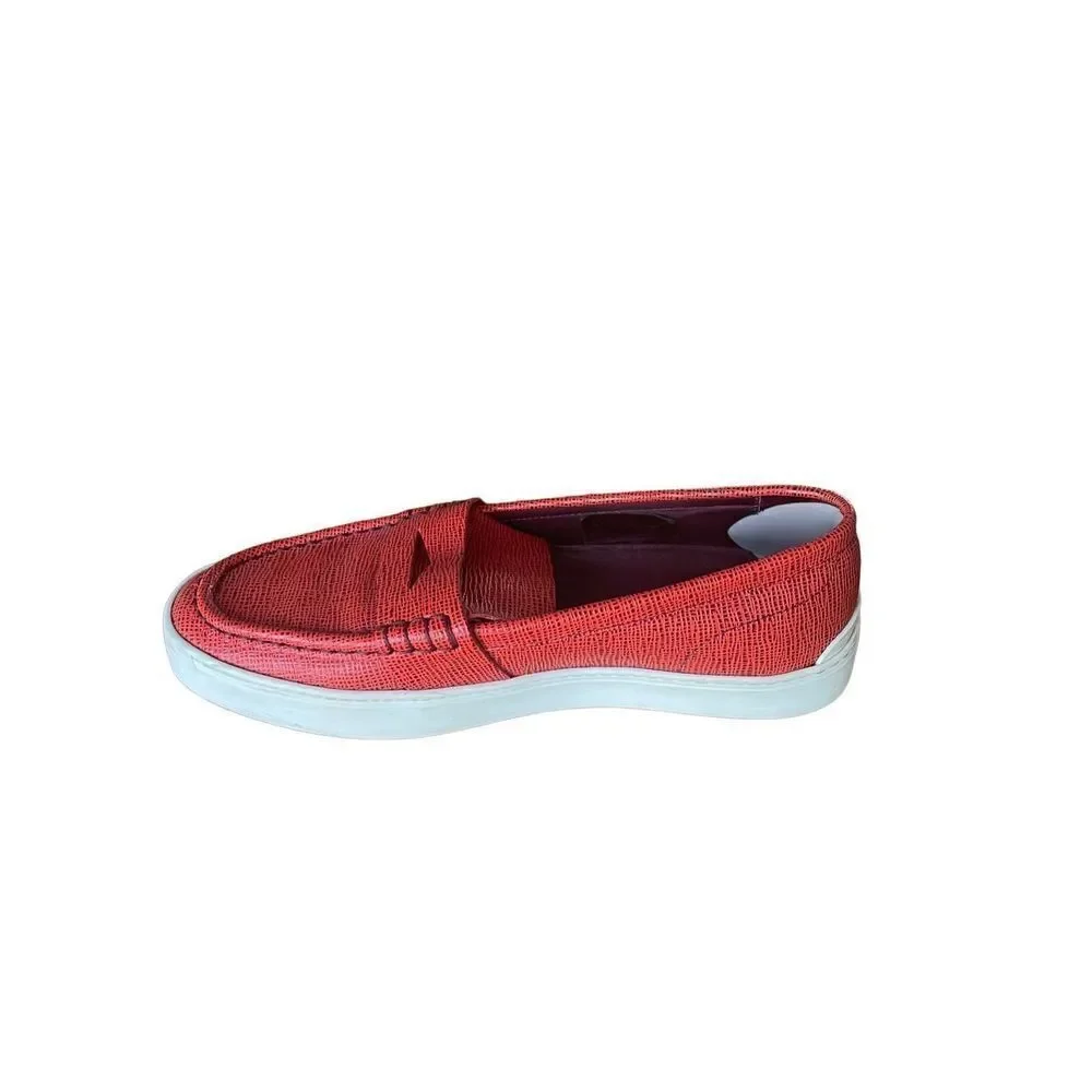 Rag & Bone Womens Red Leather Slip On Casual Wedge Penny Loafer Shoes 8
